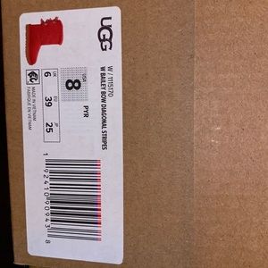 Red Uggs with red and white striped bows